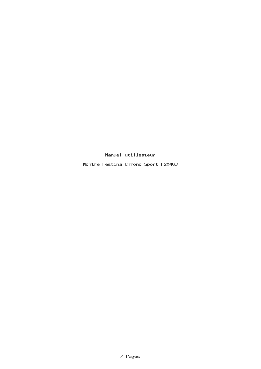 Page 1 de la notice Manuel utilisateur Festina Chrono Sport F20463