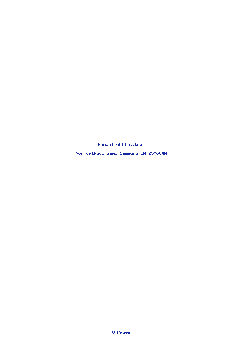 Page 1 de la notice Manuel utilisateur Samsung CW-25M064N
