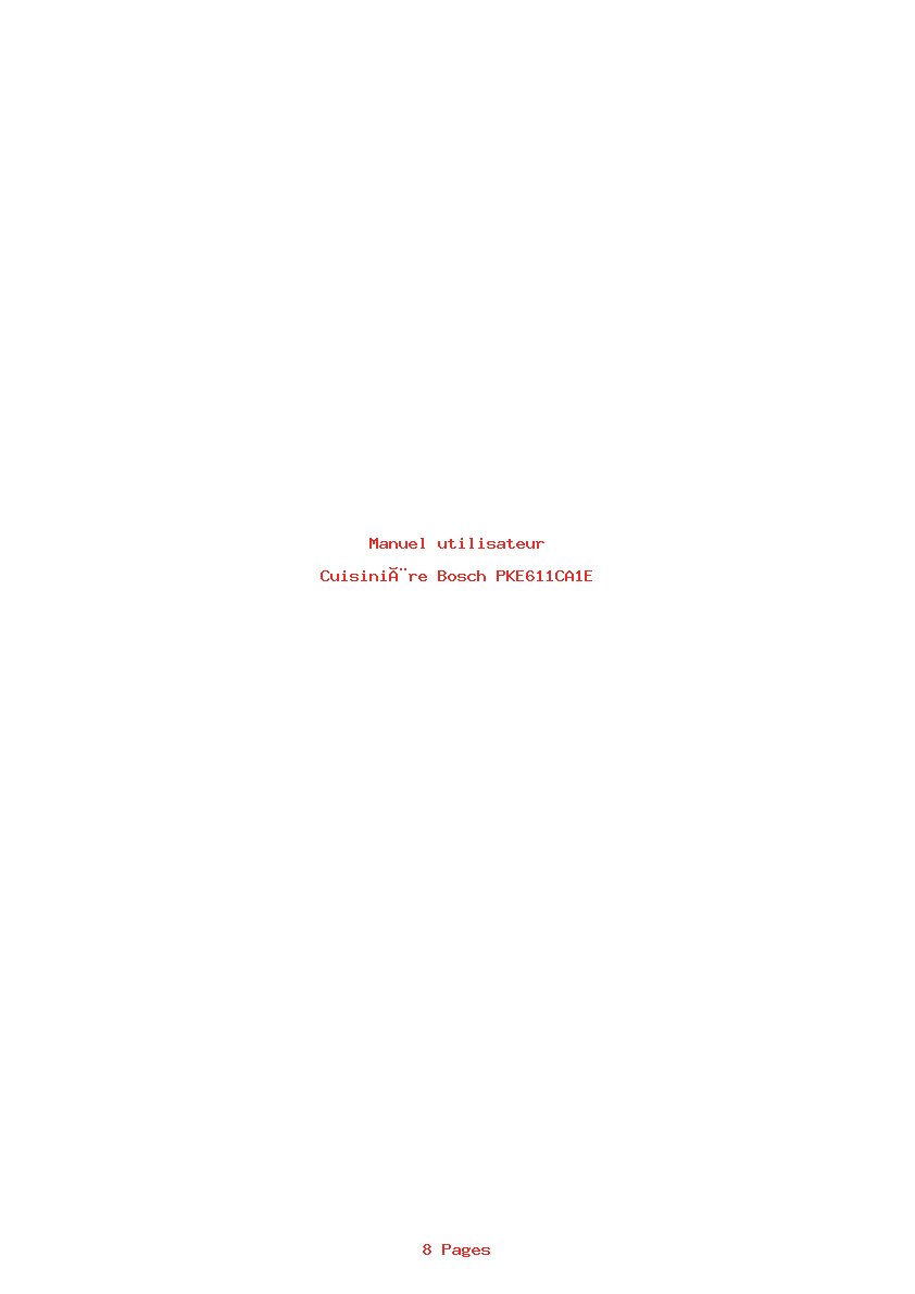 Page 1 de la notice Manuel utilisateur Bosch PKE611CA1E