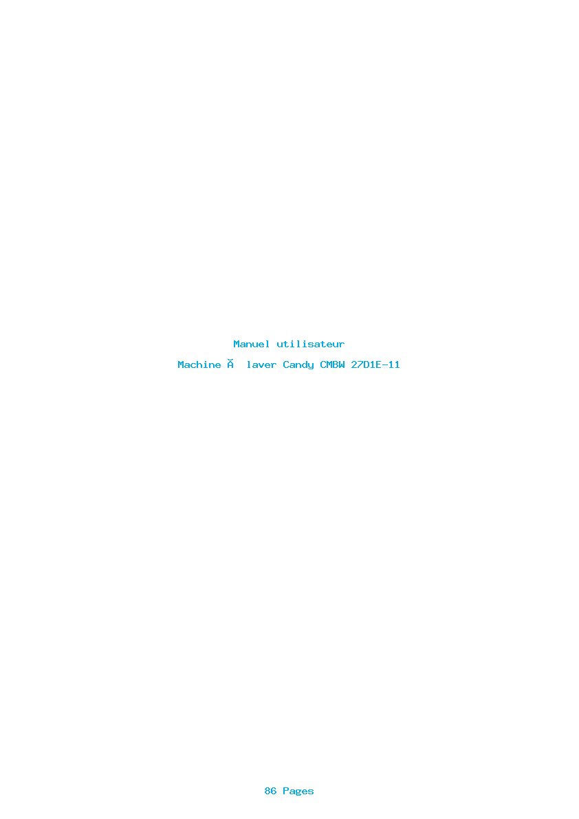 Page 1 de la notice Manuel utilisateur Candy CMBW 27D1E-11