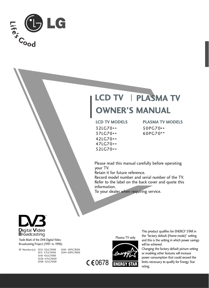 Page 1 of the manual User Manual LG 32LG7000