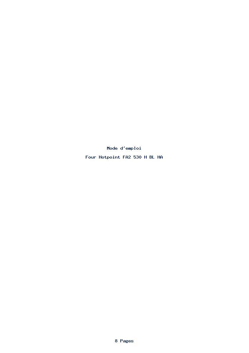 Page 1 de la notice Mode d'emploi Hotpoint FA2 530 H BL HA