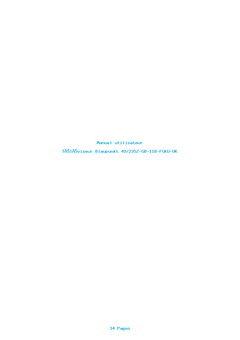 Page 1 de la notice Manuel utilisateur Blaupunkt 49/235Z-GB-11B-FGKU-UK