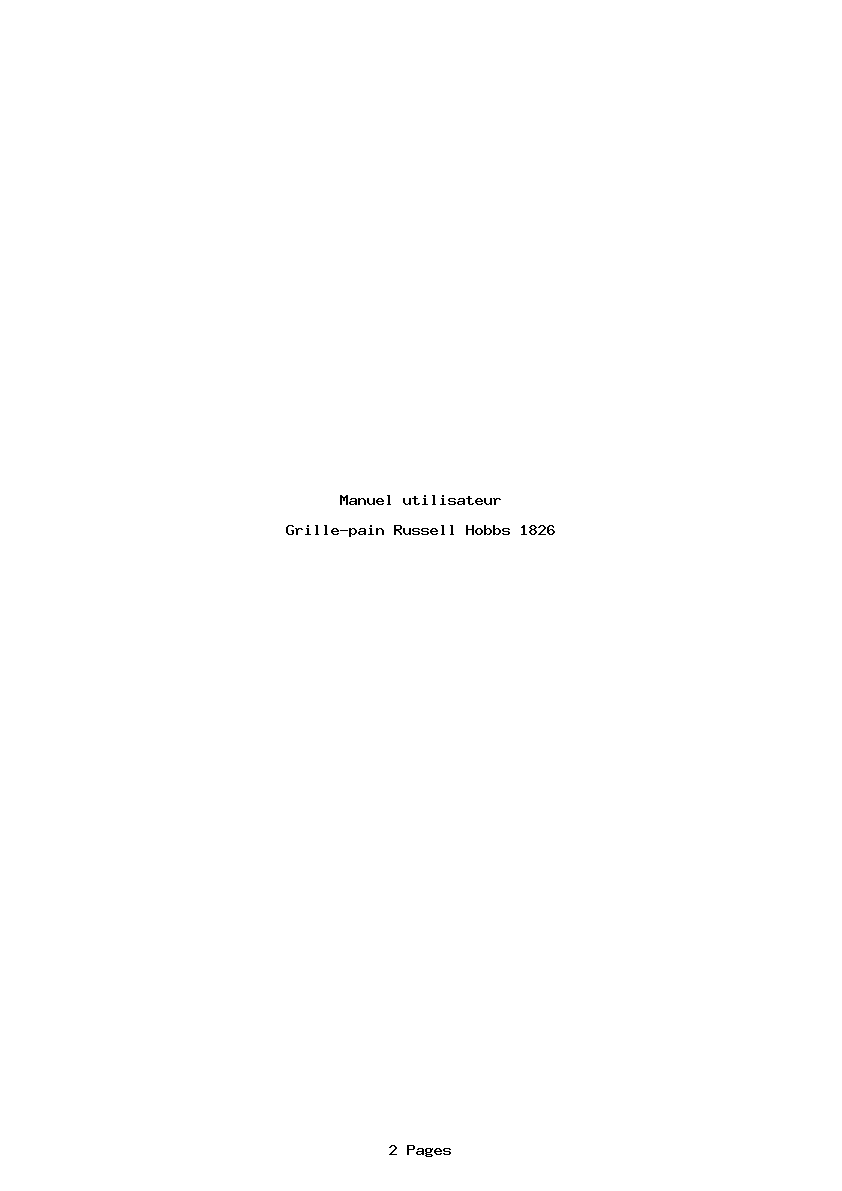 Page 1 de la notice Manuel utilisateur Russell Hobbs 1826