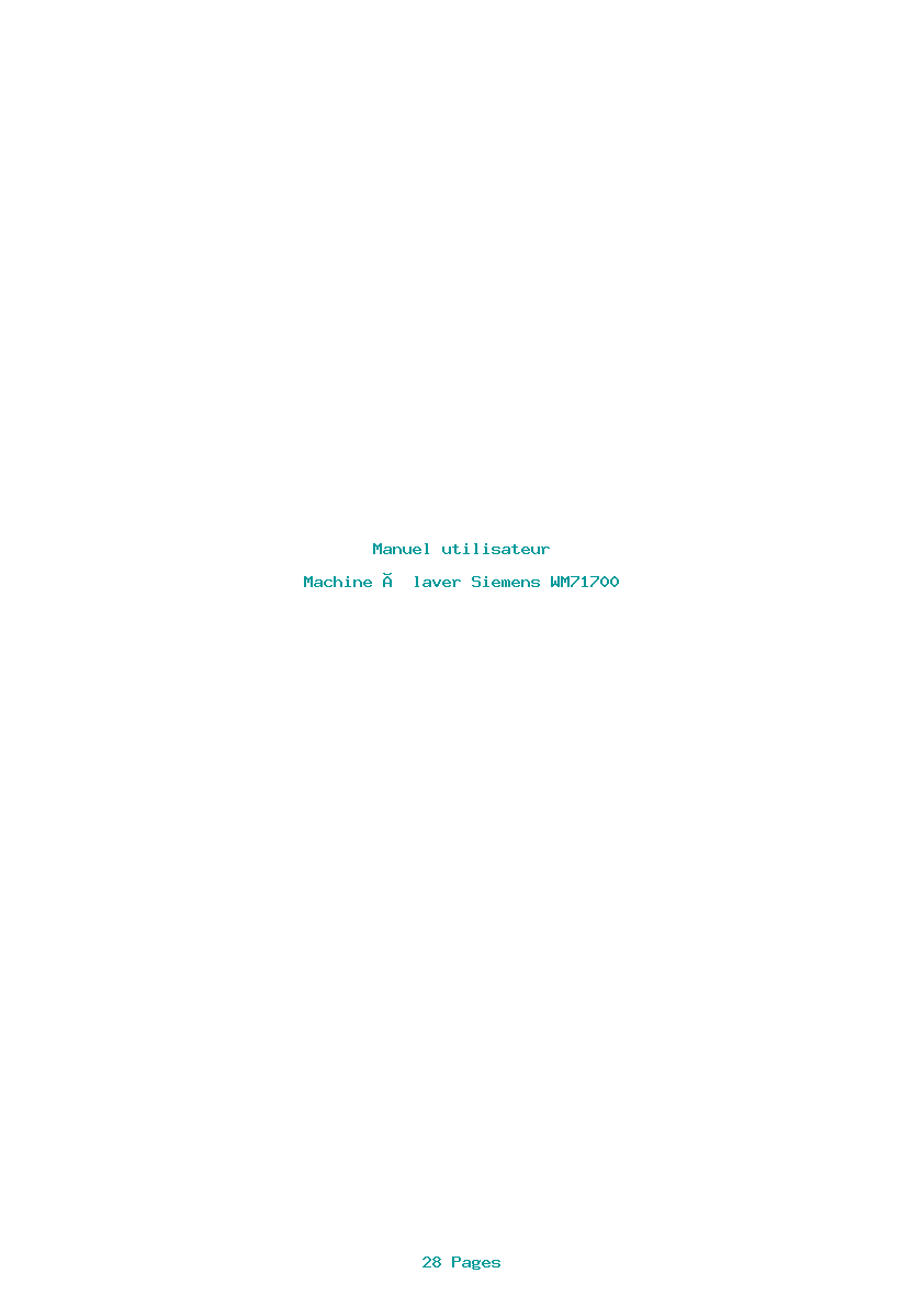 Page 1 de la notice Manuel utilisateur Siemens WM71700