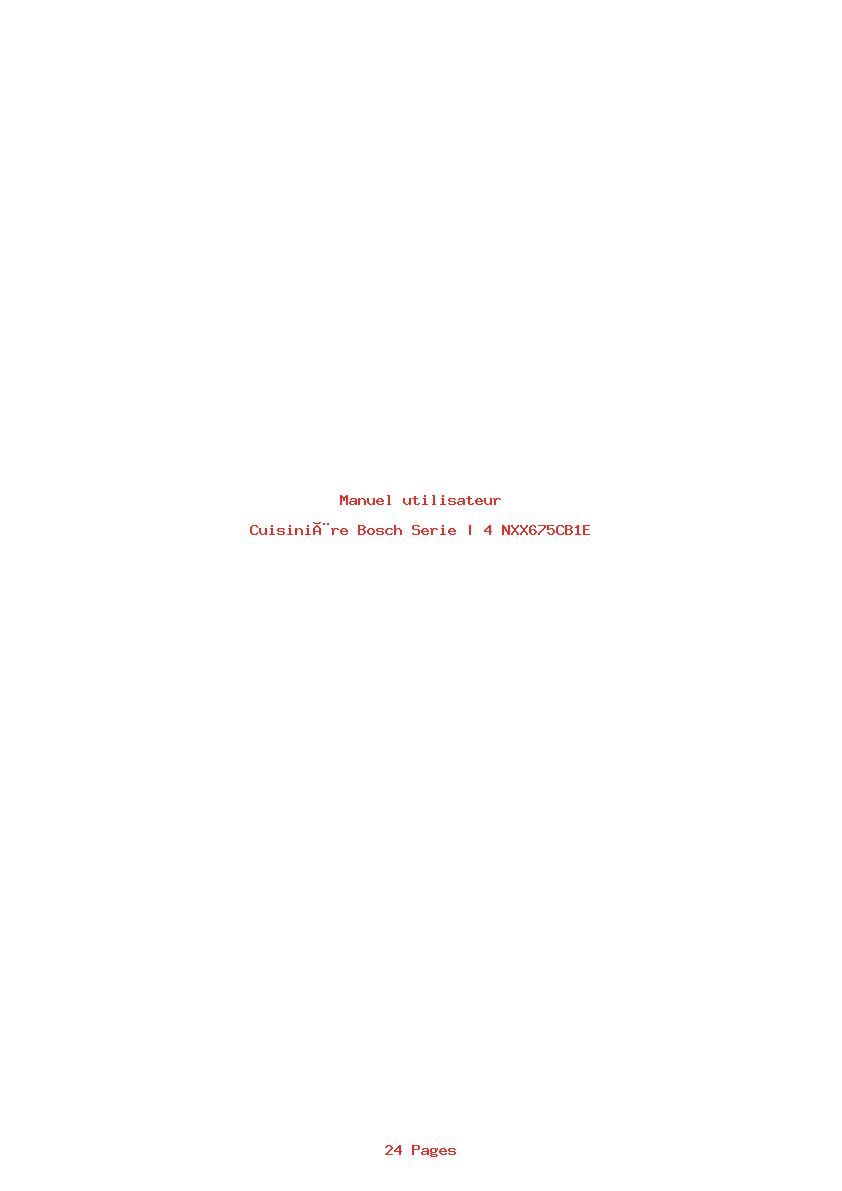 Page 1 de la notice Manuel utilisateur Bosch Serie | 4 NXX675CB1E