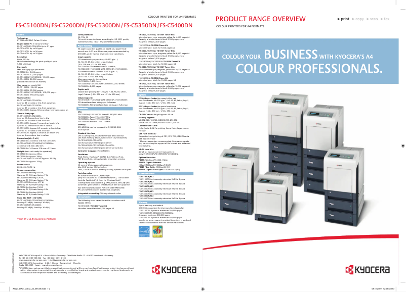 Page 1 de la notice Brochure Kyocera FS-C5100DN