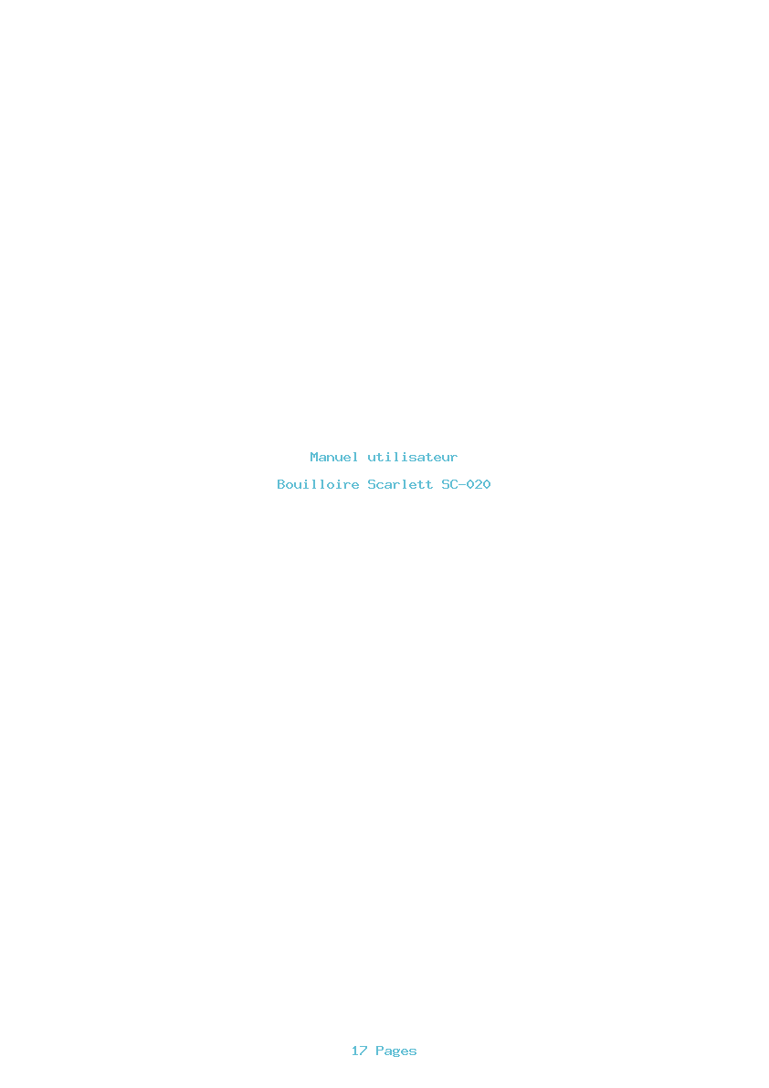 Page 1 de la notice Manuel utilisateur Scarlett SC-020