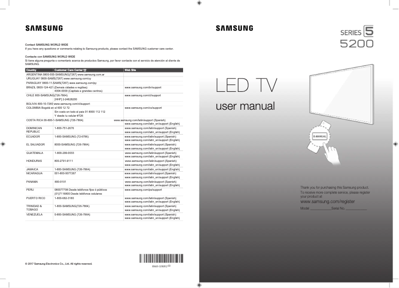 Page 1 de la notice Manuel utilisateur Samsung UN49J5200AF
