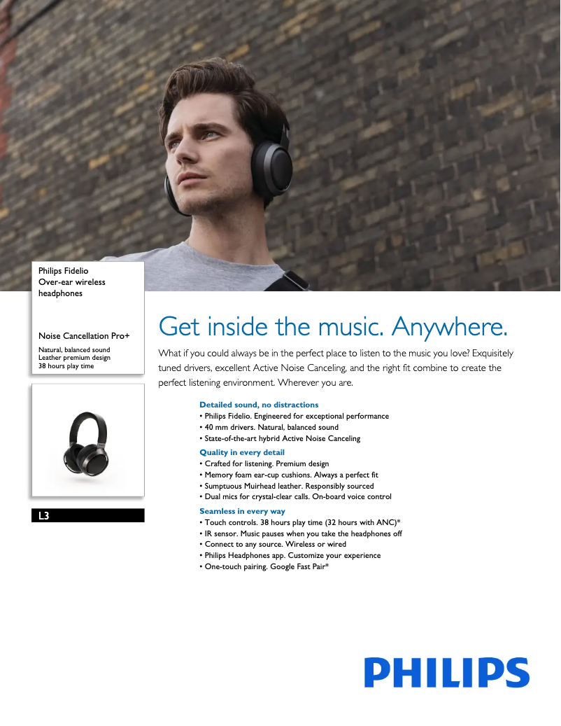 Page 1 of the manual Technical Sheet Philips Fidelio L3