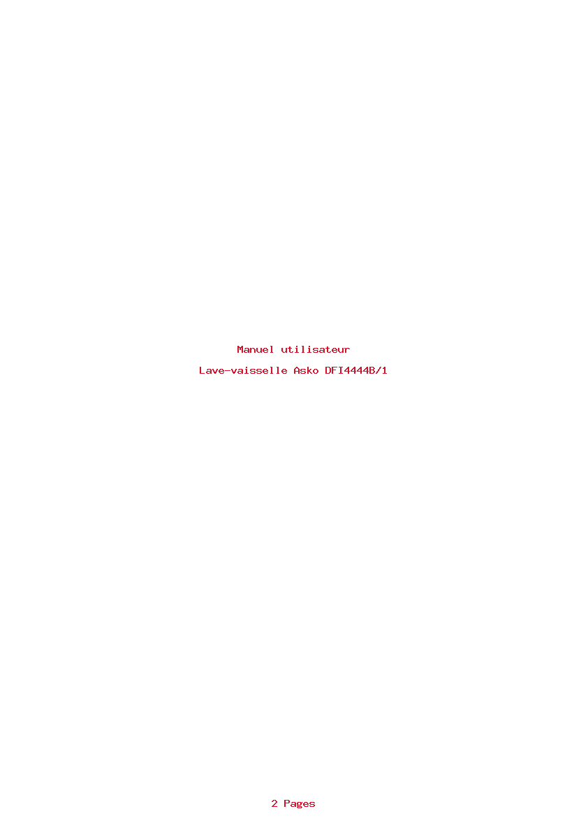 Page 1 de la notice Manuel utilisateur Asko DFI4444B/1