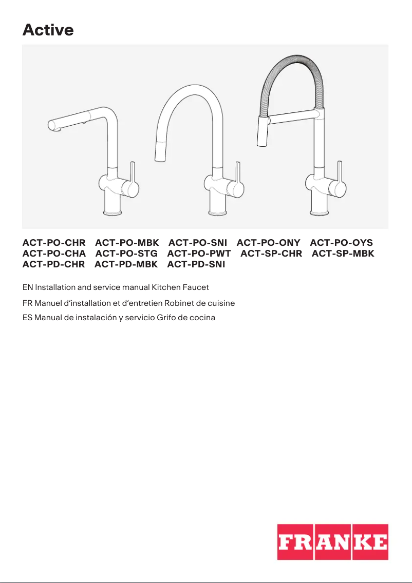 Page 1 de la notice Manuel utilisateur Franke ACT-PD-CHR