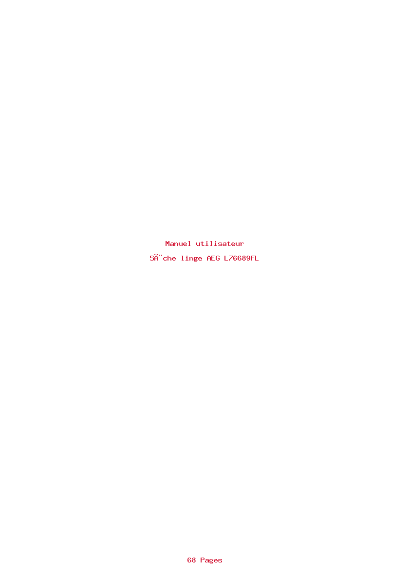 Page 1 de la notice Manuel utilisateur AEG L76689FL