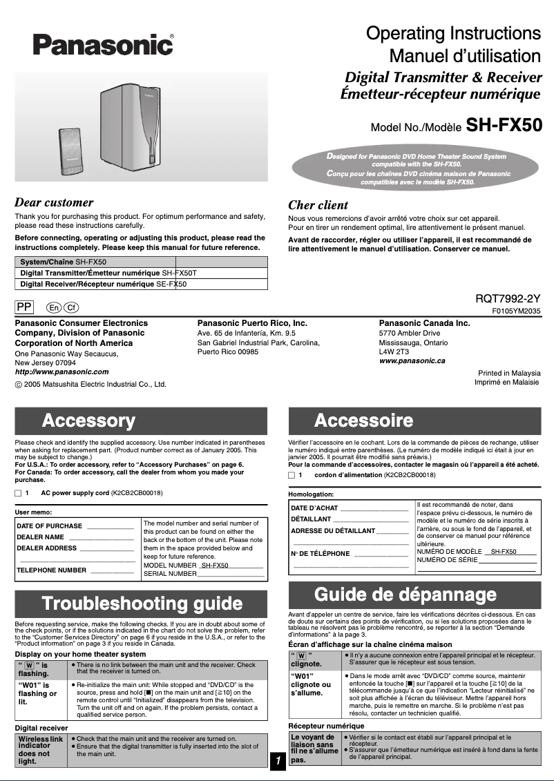 Página 1 del manual Manual de usuario Panasonic SH-FX50