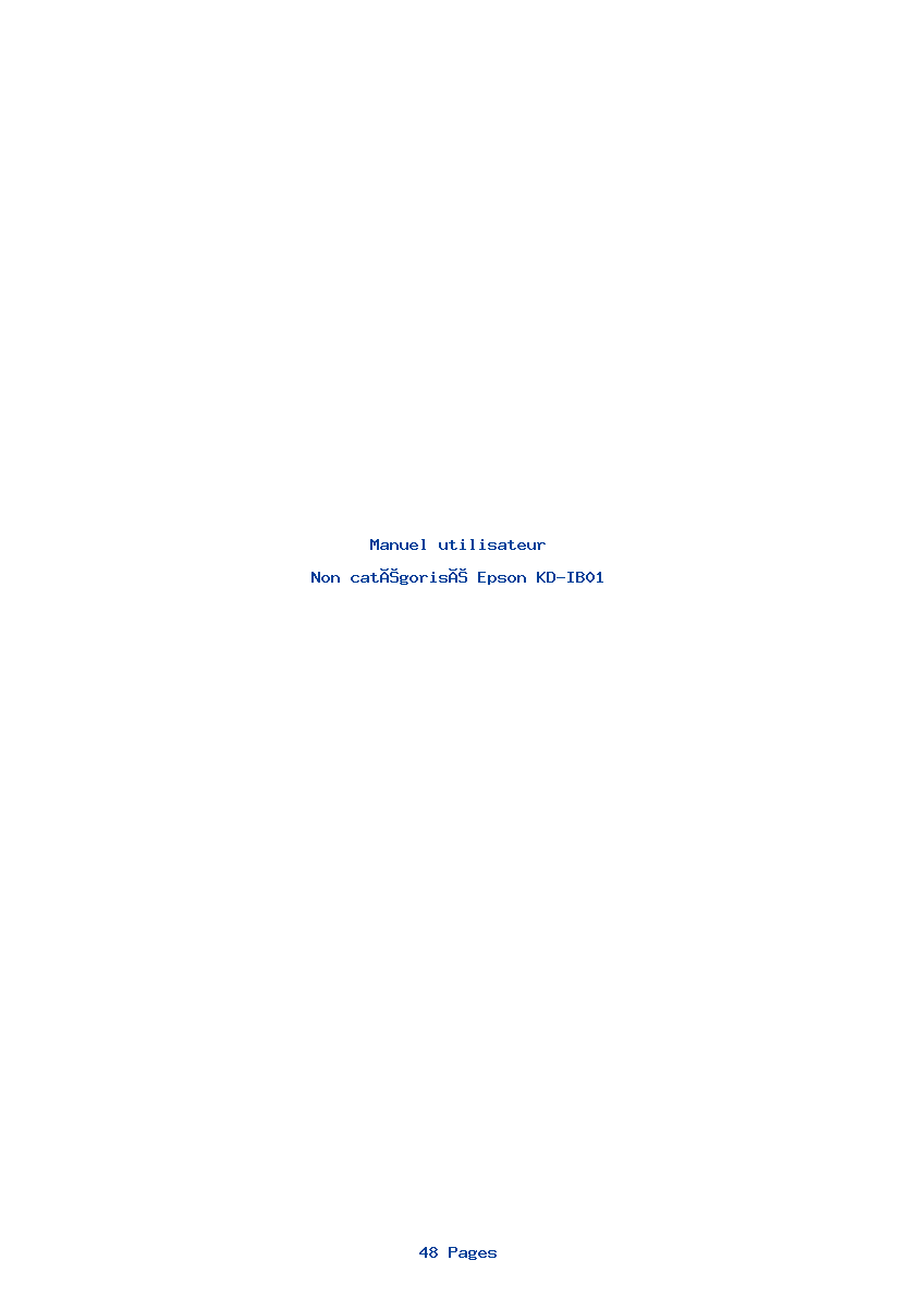 Page 1 de la notice Manuel utilisateur Epson KD-IB01
