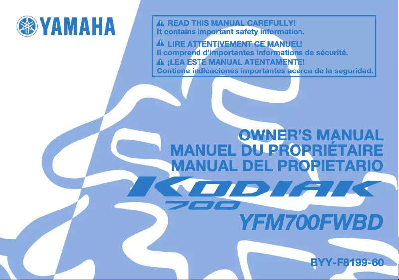 Page 1 de la notice Manuel utilisateur Yamaha KODIAK 700 (2024)