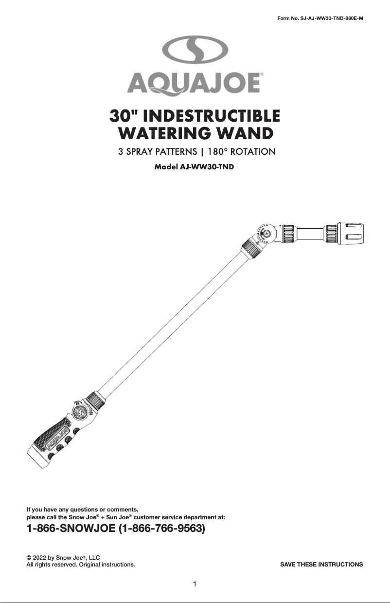 Page 1 de la notice Manuel utilisateur Aqua Joe AJ-WW30-TND