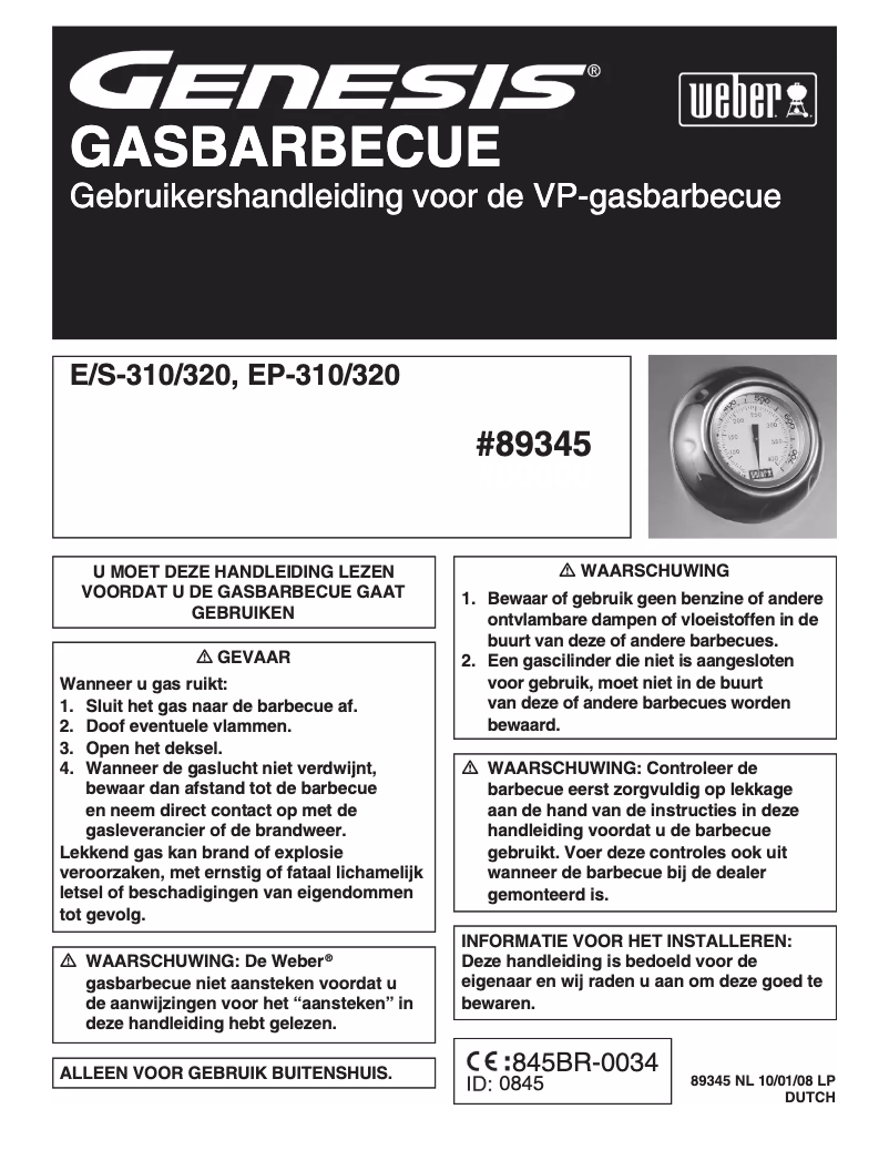 Page 1 de la notice Manuel utilisateur Weber Genesis E/S-310