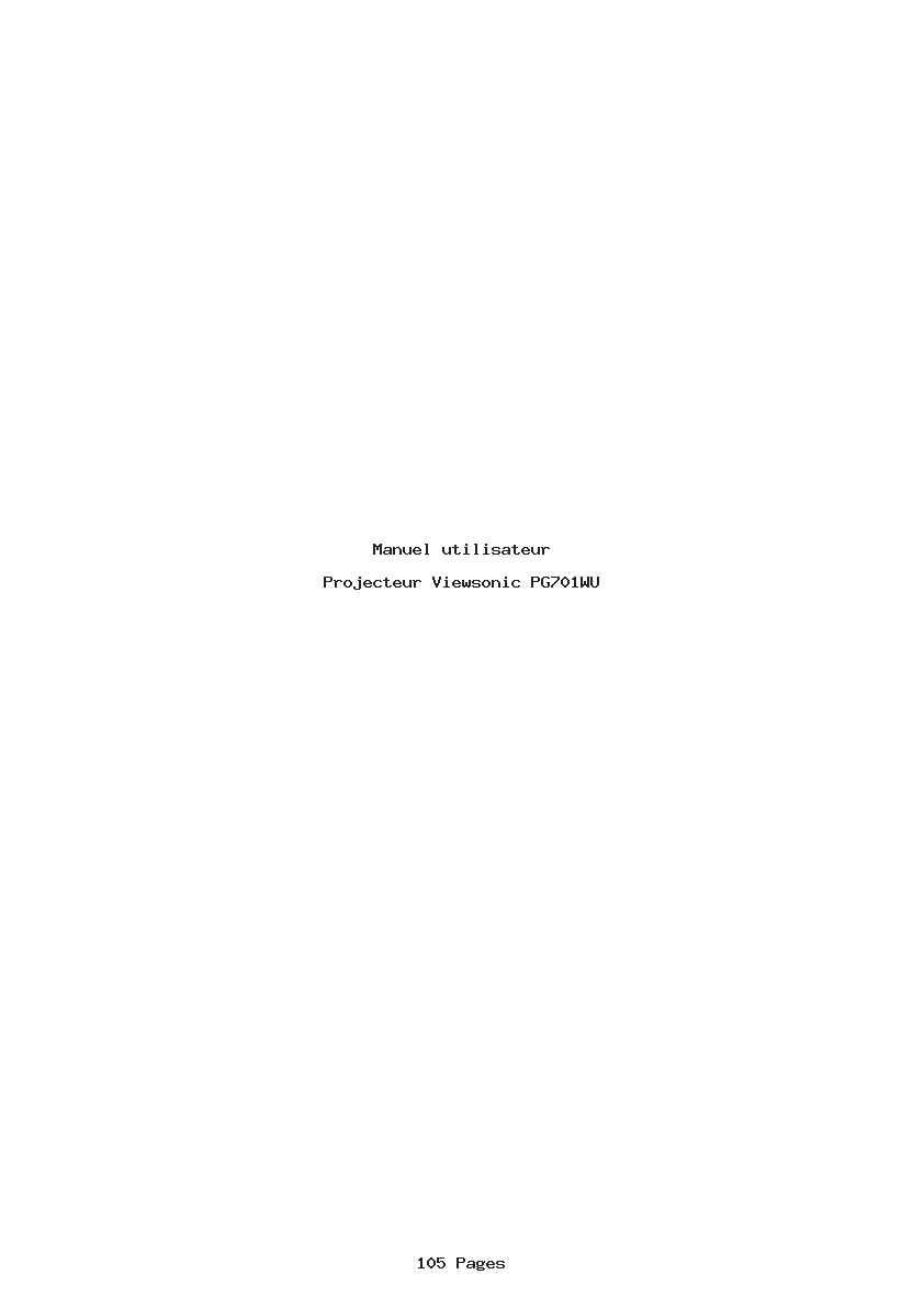 Page 1 de la notice Manuel utilisateur Viewsonic PG701WU