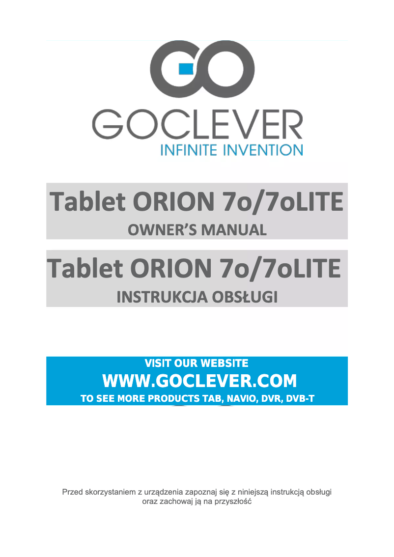 Page 1 de la notice Manuel utilisateur GoClever ORION 70
