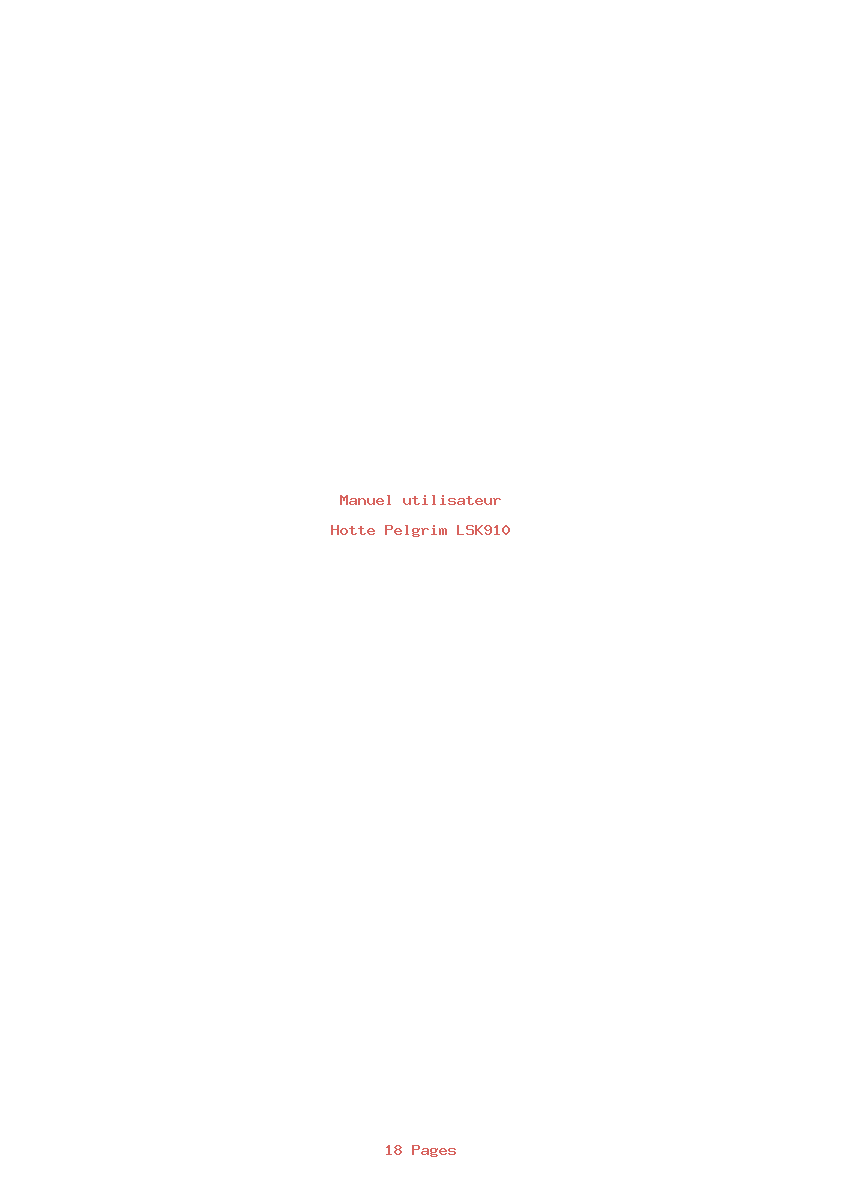Page 1 de la notice Manuel utilisateur Pelgrim LSK910