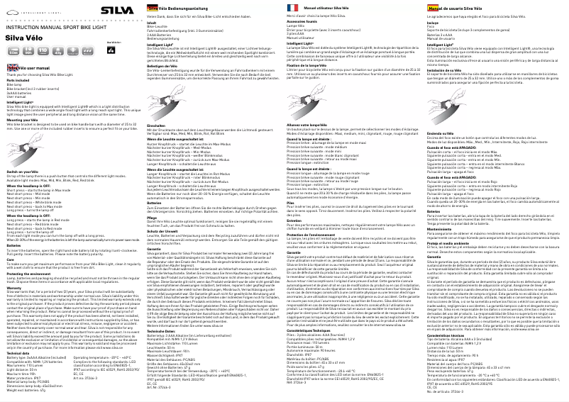 Page 1 de la notice Manuel utilisateur Silva Velo