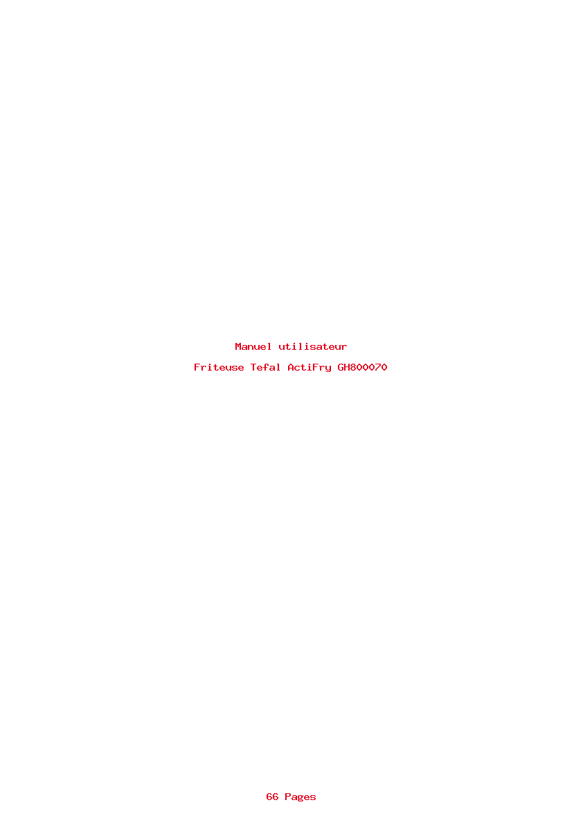Page 1 de la notice Manuel utilisateur Tefal ActiFry GH800070