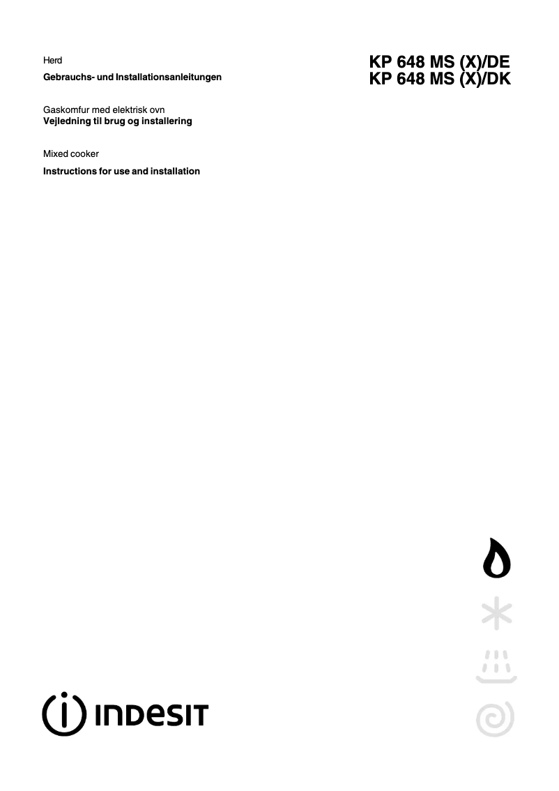 Page n°1 - Manuel utilisateur Indesit KP 648 MS (X)/DK (T)