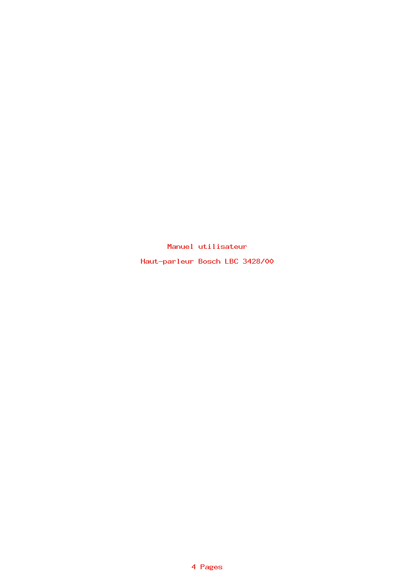 Page 1 de la notice Manuel utilisateur Bosch LBC 3428/00