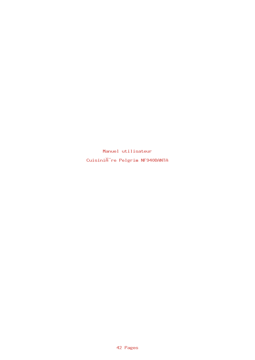Page 1 de la notice Manuel utilisateur Pelgrim NF940BANTA