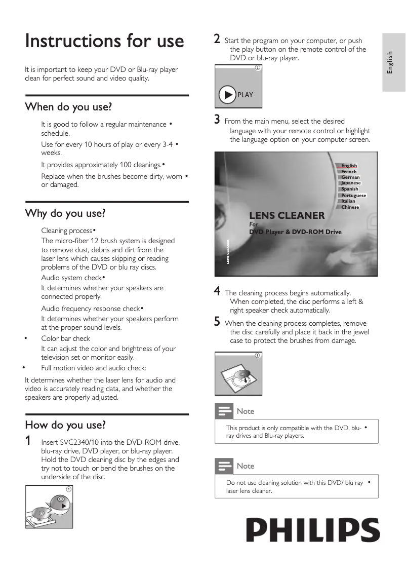 Page 1 de la notice Mode d'emploi Philips SVC2340
