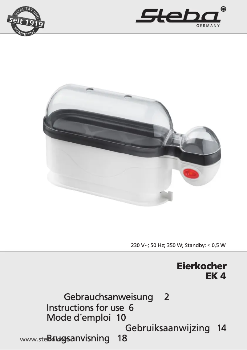 Page 1 de la notice Manuel utilisateur Steba EK 4