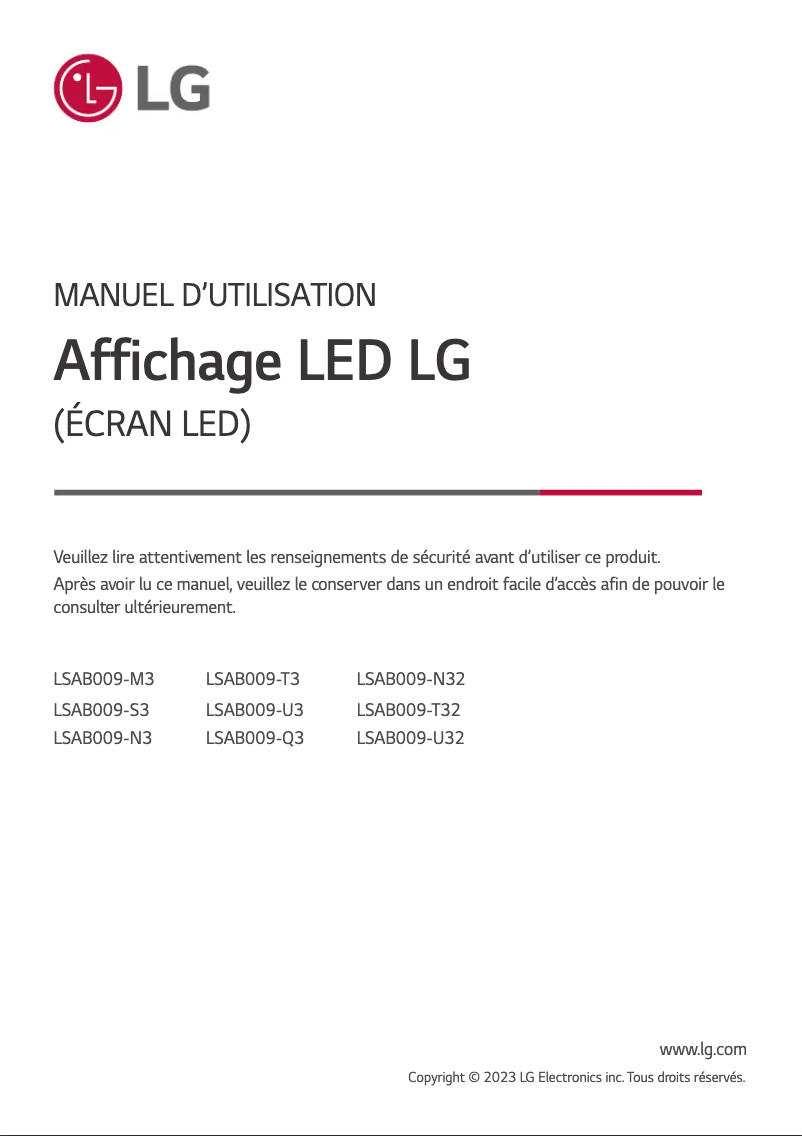 Page 1 of the manual User Manual LG LSAB009-U3