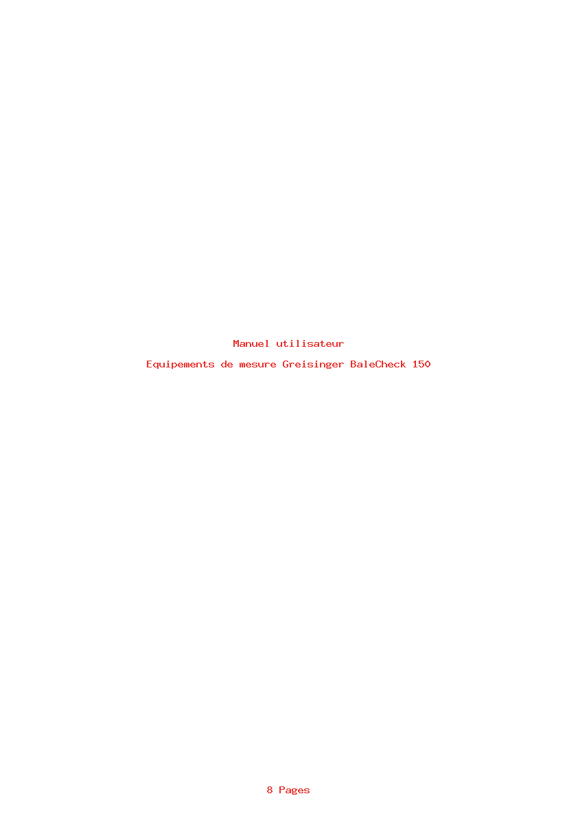 Page 1 de la notice Manuel utilisateur Greisinger BaleCheck 150