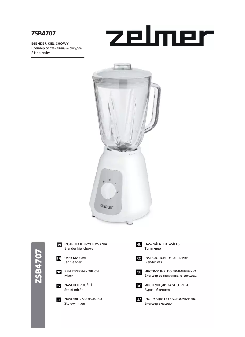 Page 1 de la notice Manuel utilisateur Zelmer ZSB4707
