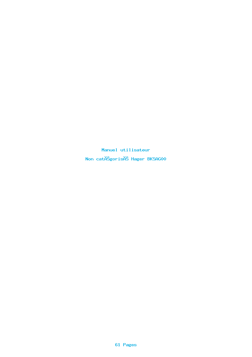 Page 1 de la notice Manuel utilisateur Hager BKSAG00