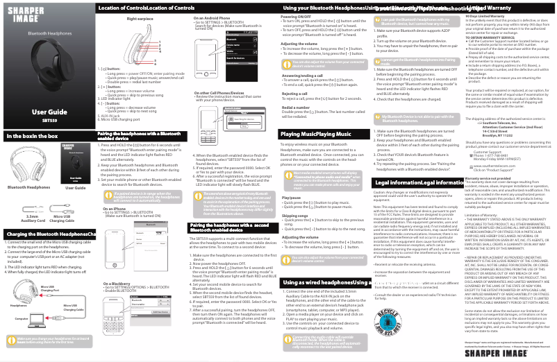 Page 1 de la notice Manuel utilisateur Sharper Image SBT559