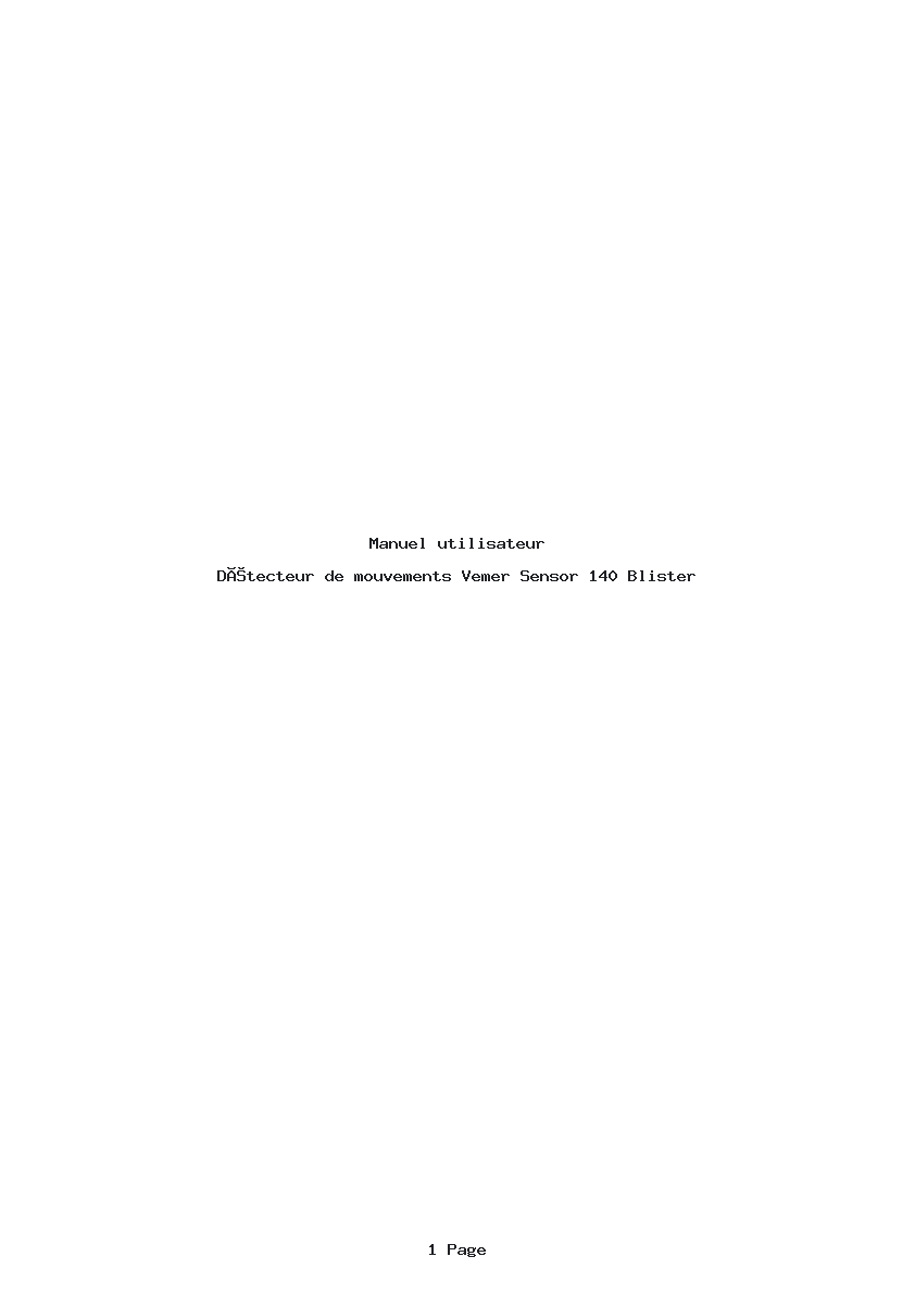 Page 1 de la notice Manuel utilisateur Vemer Sensor 140 Blister