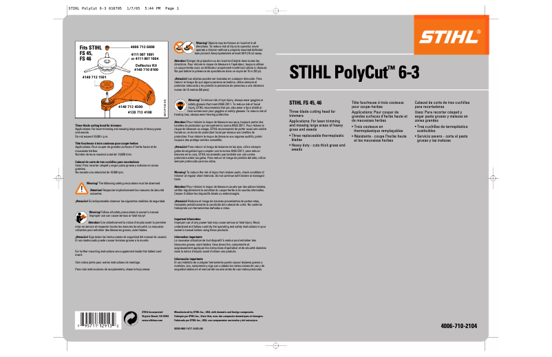 Page 1 de la notice Manuel utilisateur Stihl PolyCut 6-3