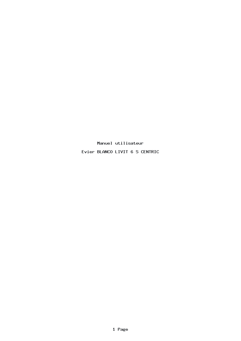 Page 1 de la notice Manuel utilisateur BLANCO LIVIT 6 S CENTRIC