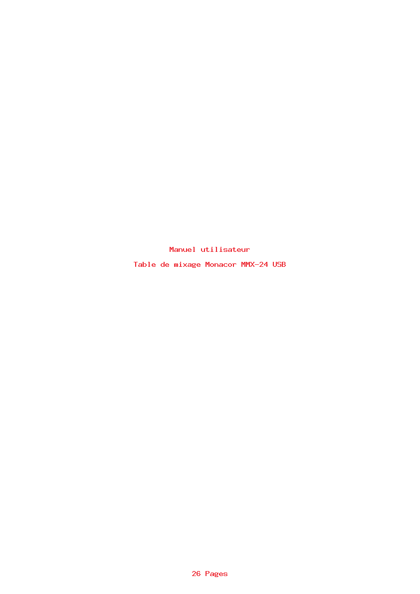Page 1 de la notice Manuel utilisateur Monacor MMX-24 USB