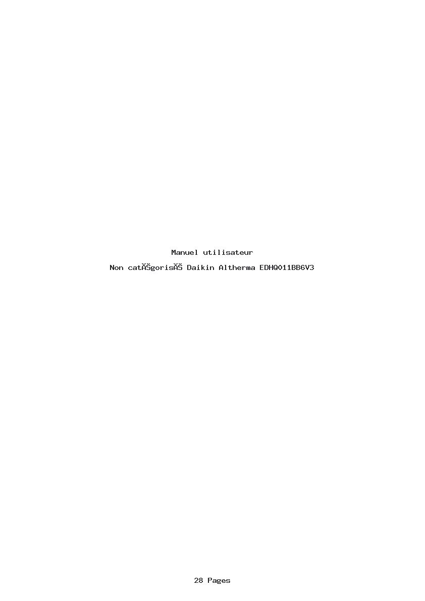 Page 1 de la notice Manuel utilisateur Daikin Altherma EDHQ011BB6V3