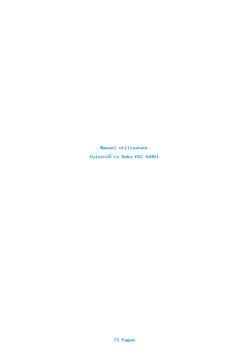 Page 1 de la notice Manuel utilisateur Beko HIC 64401