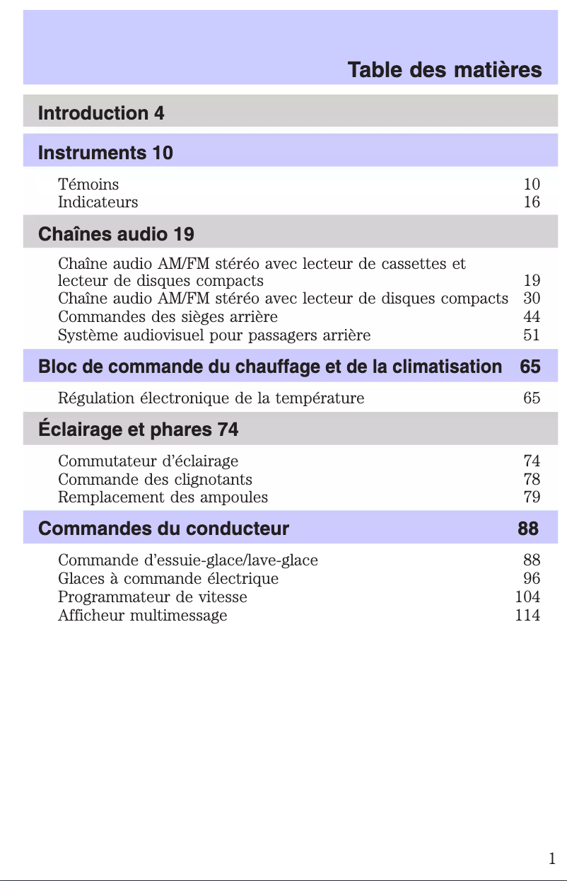 Page 1 de la notice Manuel utilisateur Lincoln Navigator (2003)