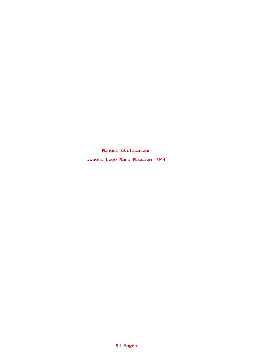 Page 1 de la notice Manuel utilisateur Lego Mars Mission 7644