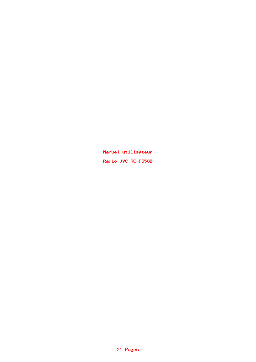 Page 1 de la notice Manuel utilisateur JVC RC-F550B