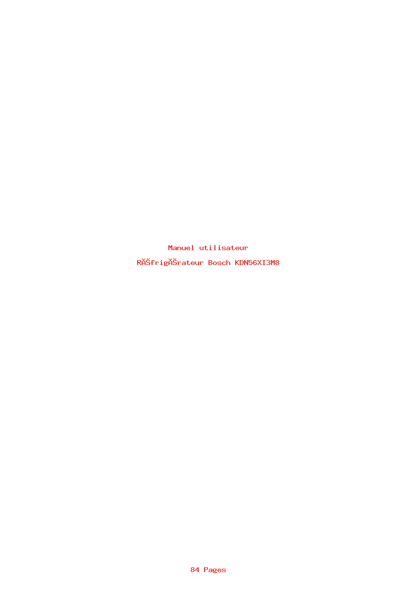 Page 1 de la notice Manuel utilisateur Bosch KDN56XI3M8