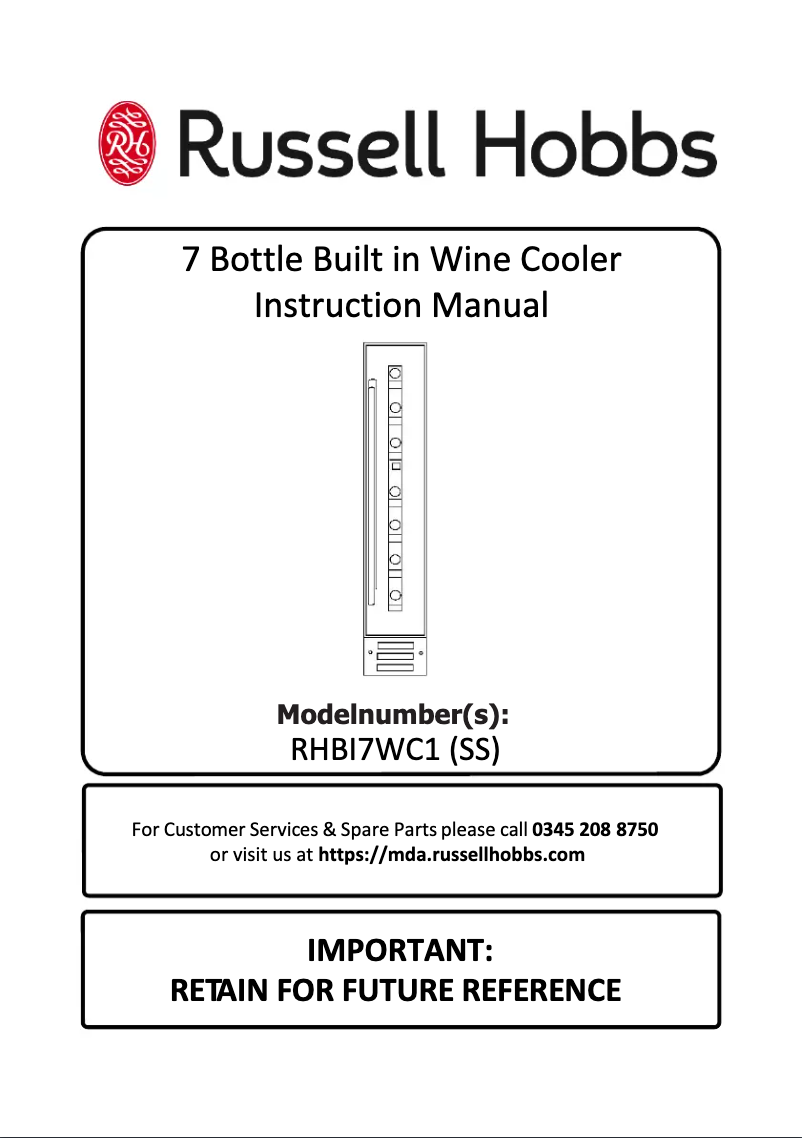 Page 1 de la notice Manuel utilisateur Russell Hobbs RHBI7WC1SS