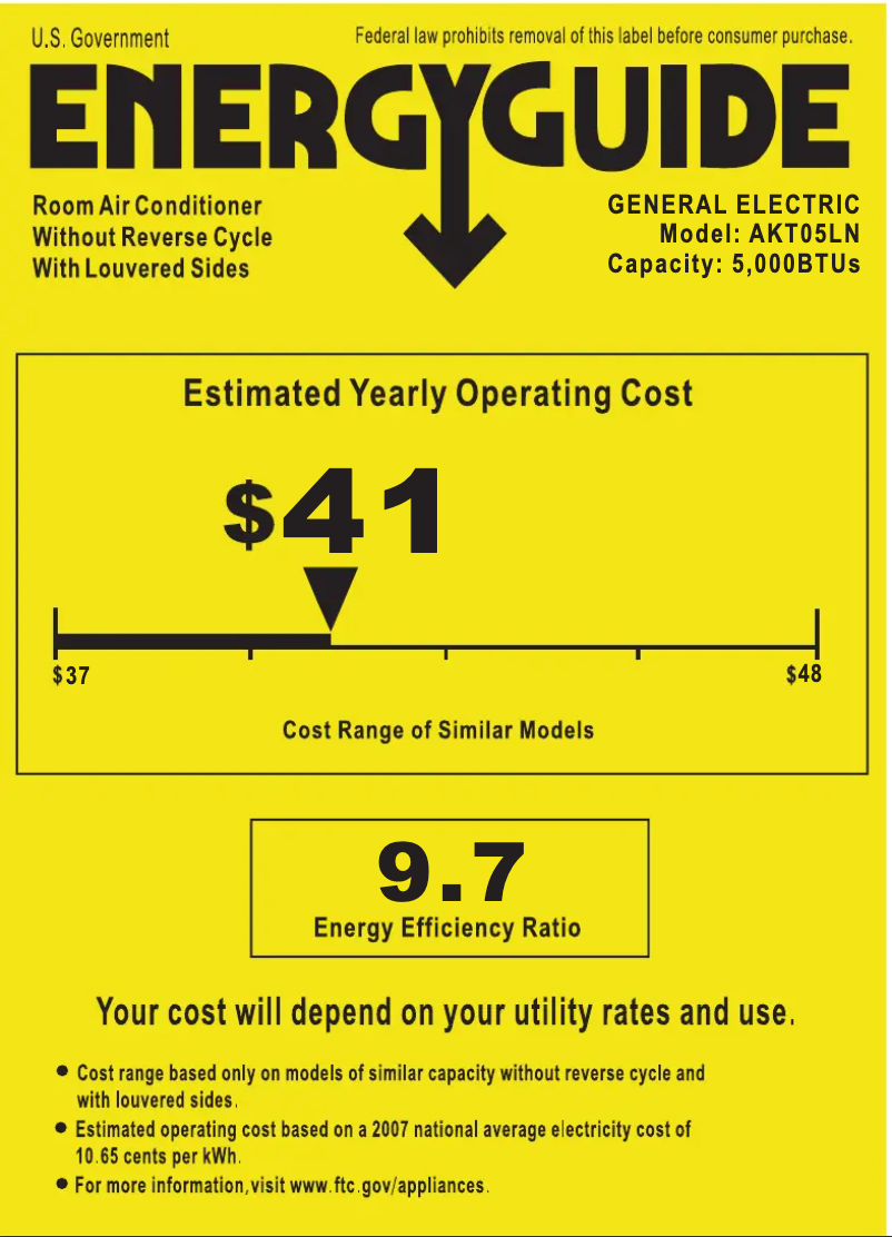 Página 1 del manual Etiqueta energética GE AKT05LN