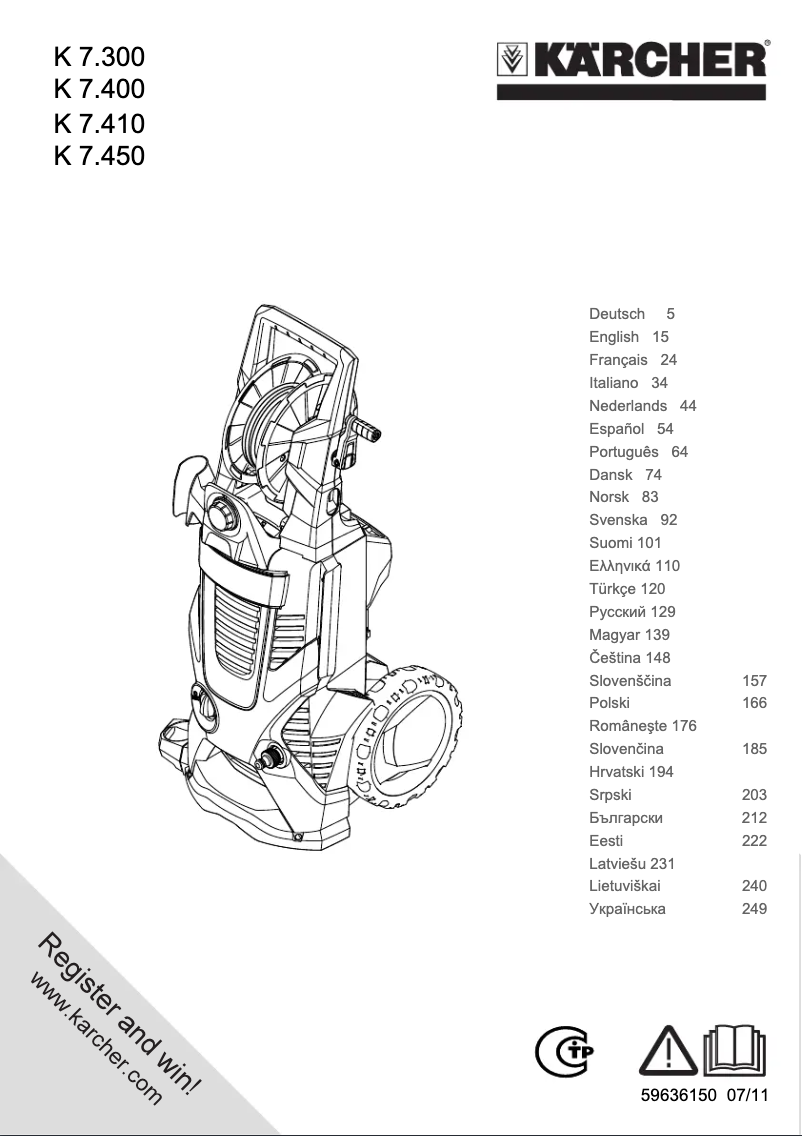 Page 1 de la notice Manuel utilisateur Kärcher K 7.400 EU